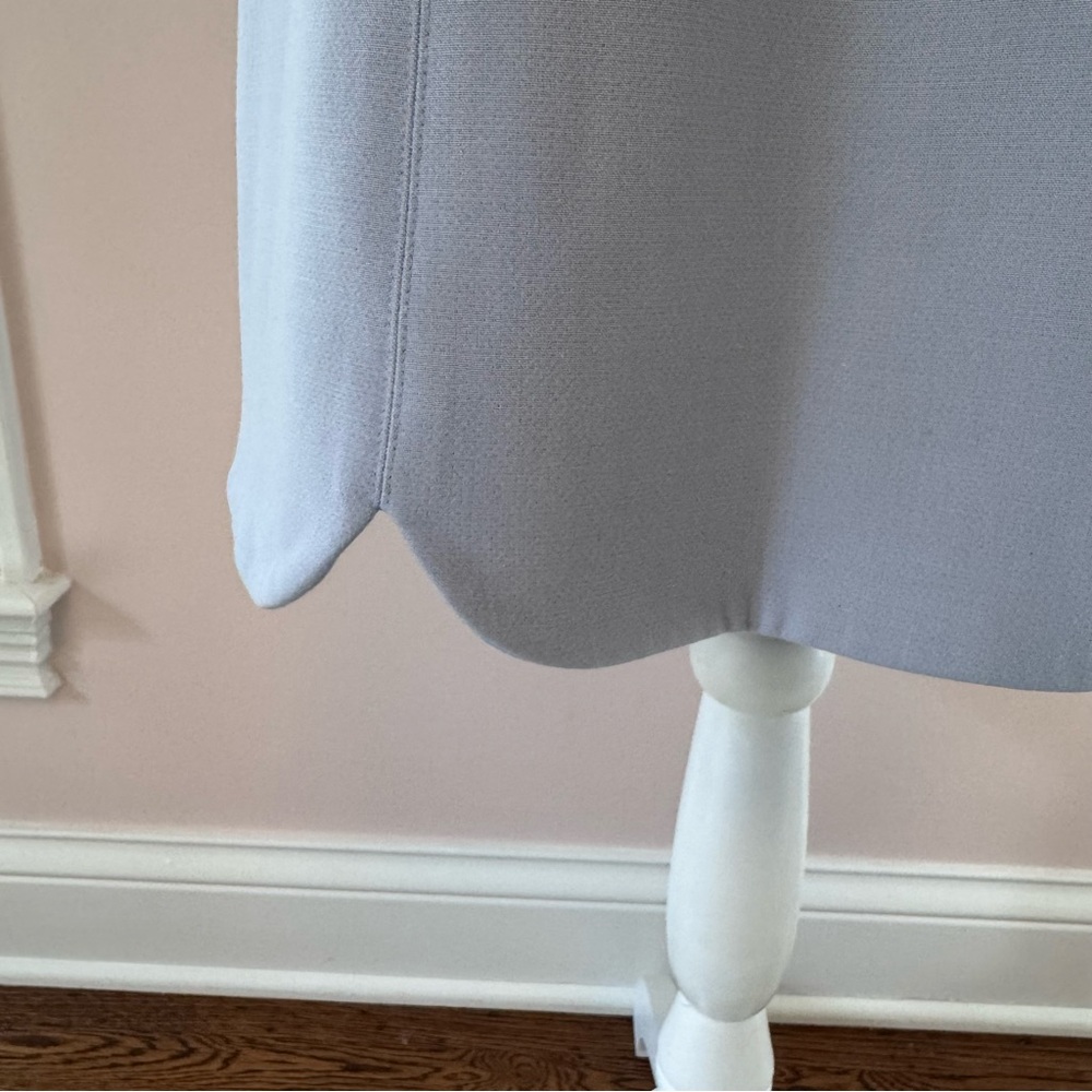 Shoshanna Mock Neck Sleeveless Scallop Hem Dress Light Blue Size 6 - Picture 4 of 9